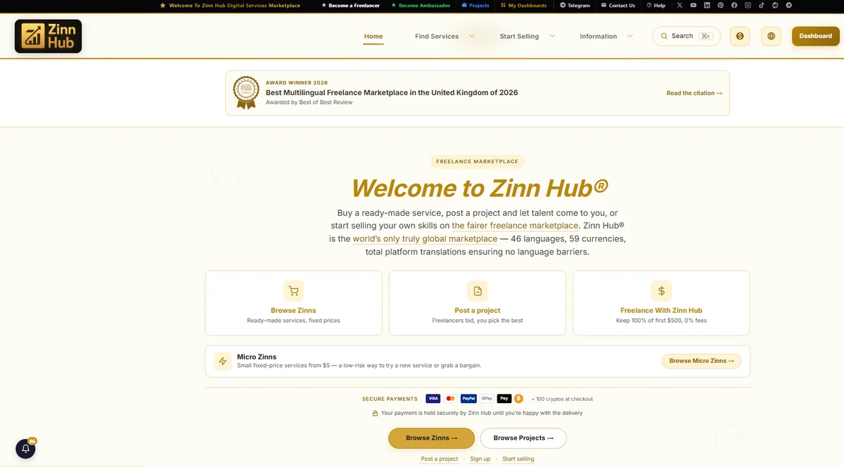 Zinn Hub® Freelance Marketplace screenshot