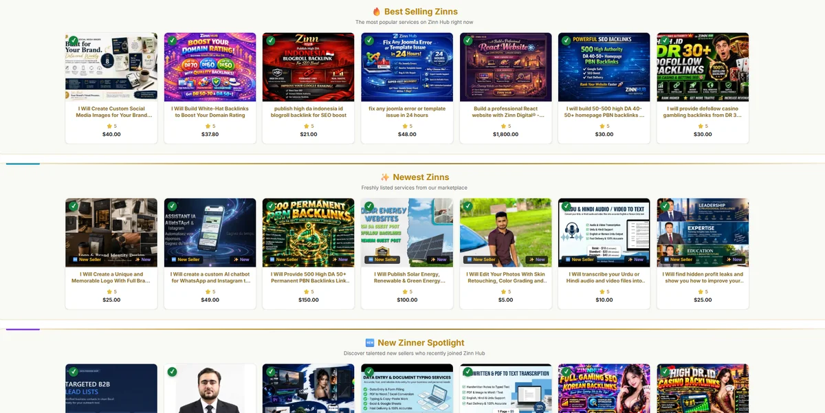 Zinn Hub® Freelance Marketplace screenshot 2