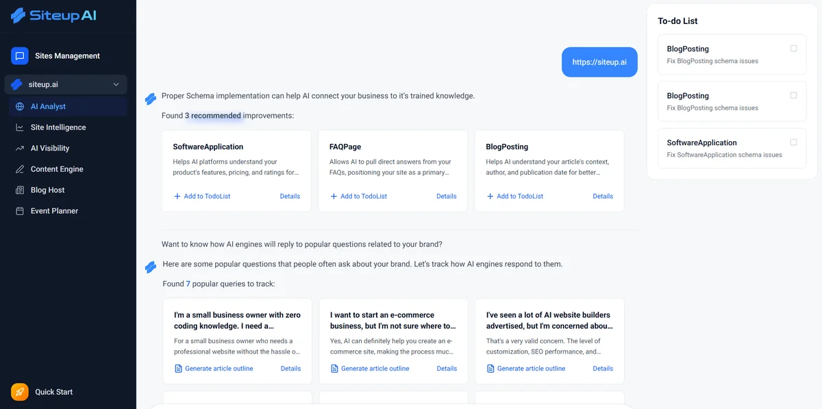 SiteupAI screenshot 2