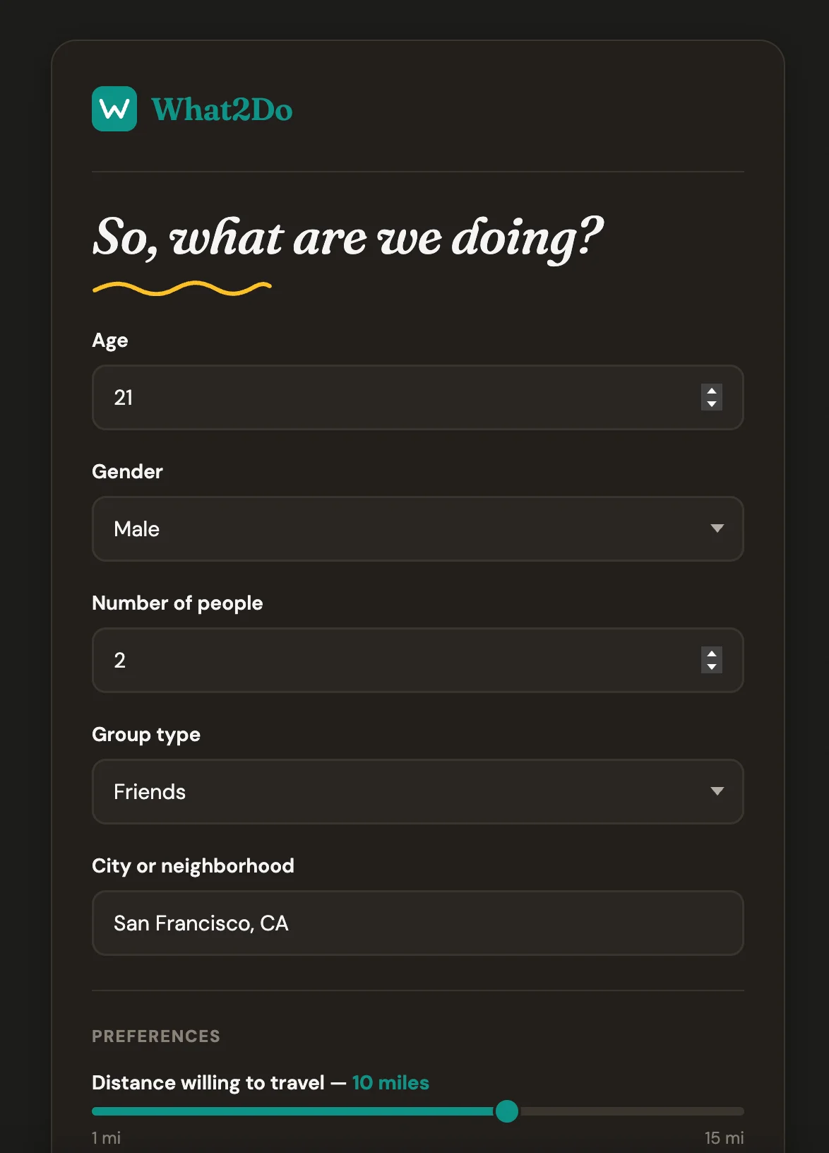 What2Do screenshot 3